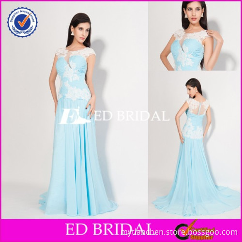 BN41 China Supplier Cap Sleeve Appliqued Light Blue Free Patterns Evening Dresses